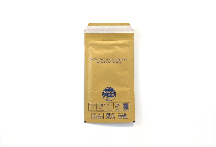 120 x 215mm - Size 00 Bubble Lined Bags - Gold
