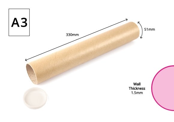 330 x 51mm - A3 Standard Postal Tubes