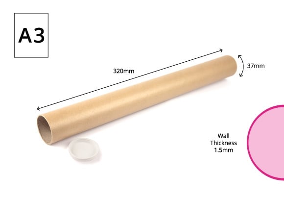 320 x 37mm - A3 Narrow Postal Tubes