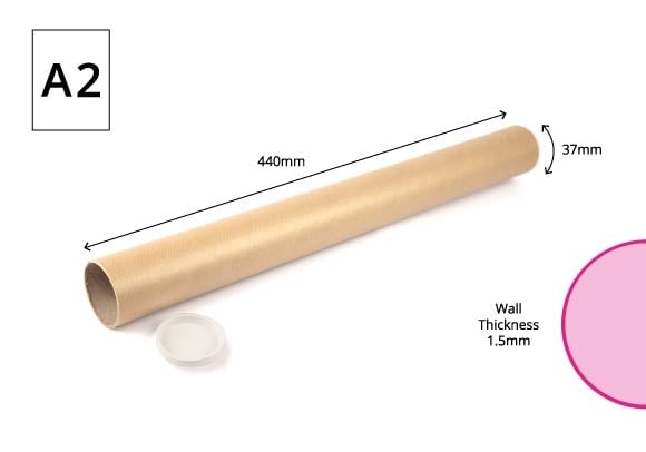 440 x 37mm - A2 Narrow Postal Tubes