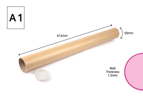 612 x 50mm - A1 Narrow Postal Tubes