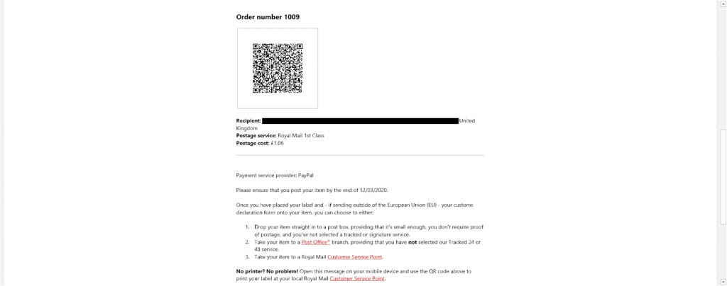 Royal mail on sale printing labels